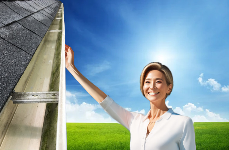 A woman is happy with her freshly gutter cleaning prices in Bathurst