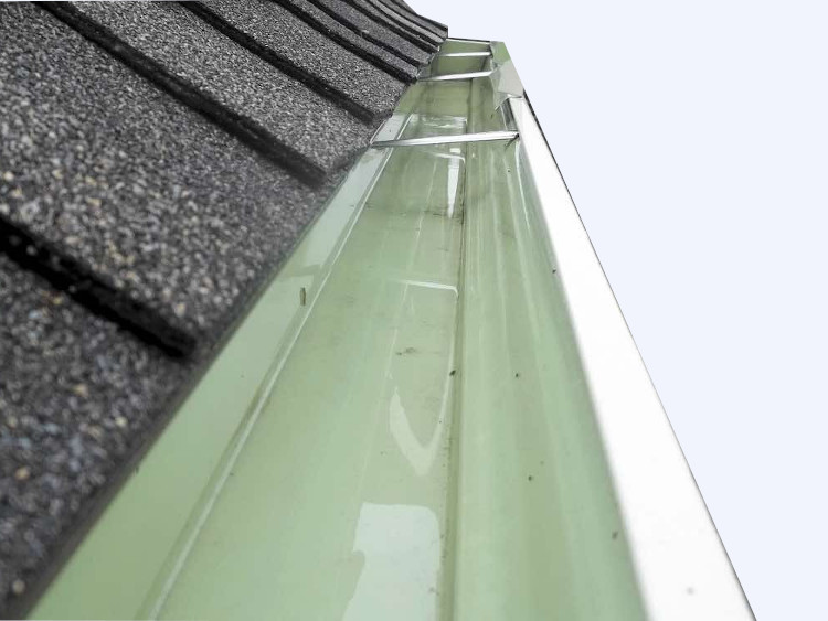 A photo of a clean gutter taken by a local gutter cleaner